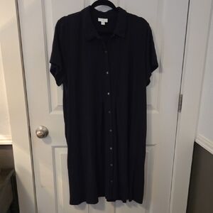 J Jill  XL Classic Blue Button-Down T-shirt Dress